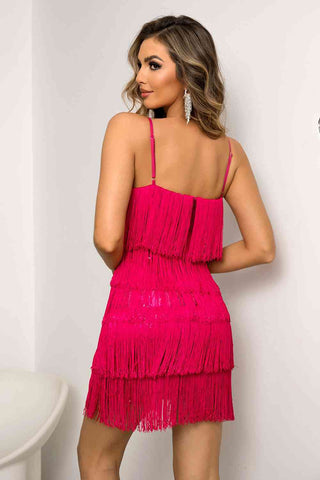 Shop Spaghetti Strap Fringe Mini Dress Now On Klozey Store - U.S. Fashion And Be Up-To-Fashion!