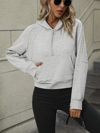 Shop Zip-Up Raglan Sleeve Hoodie with Pocket Now On Klozey Store - Trendy U.S. Premium Women Apparel & Accessories And Be Up-To-Fashion!