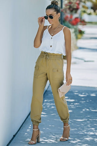 Shop Paperbag Waist Joggers with Pockets Now On Klozey Store - U.S. Fashion And Be Up-To-Fashion!