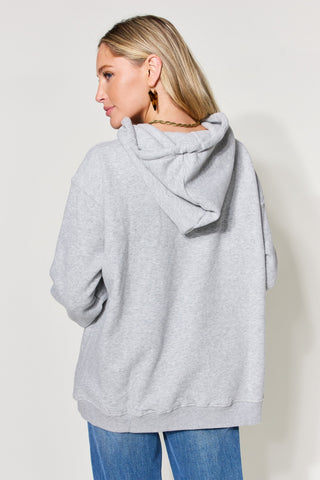 Shop Simply Love Full Size Letter Graphic Long Sleeve Hoodie Now On Klozey Store - Trendy U.S. Premium Women Apparel & Accessories And Be Up-To-Fashion!