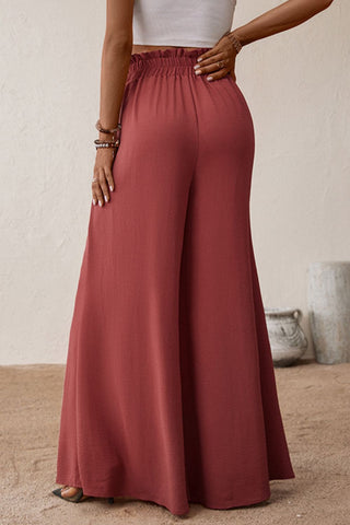 Shop Smocked Paperbag Waist Wide Leg Pants Now On Klozey Store - Trendy U.S. Premium Women Apparel & Accessories And Be Up-To-Fashion!