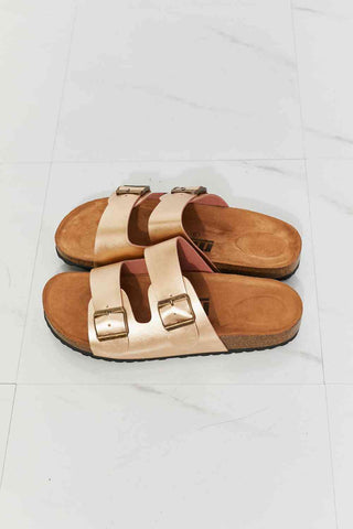 Shop MMShoes Best Life Double-Banded Slide Sandal in Gold Now On Klozey Store - Trendy U.S. Premium Women Apparel & Accessories And Be Up-To-Fashion!