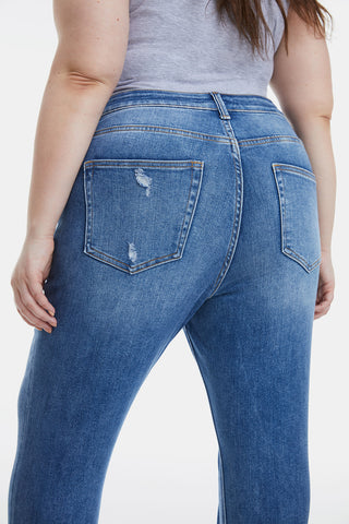Shop BAYEAS Full Size High Waist Distressed Raw Hew Skinny Jeans Now On Klozey Store - Trendy U.S. Premium Women Apparel & Accessories And Be Up-To-Fashion!
