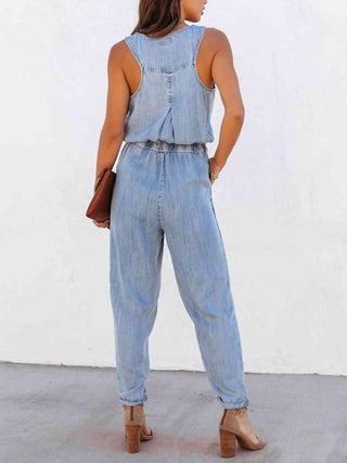 Shop Drawstring Waist Sleeveless Jumpsuit Now On Klozey Store - Trendy U.S. Premium Women Apparel & Accessories And Be Up-To-Fashion!