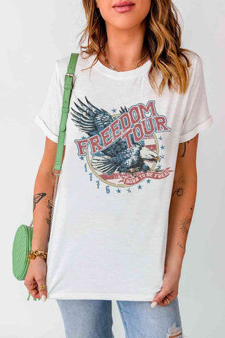 Shop FREEDOM TOUR Graphic Tee Now On Klozey Store - Trendy U.S. Premium Women Apparel & Accessories And Be Up-To-Fashion!