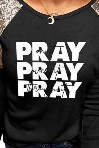 Shop PRAY Graphic Sequin T-Shirt Now On Klozey Store - Trendy U.S. Premium Women Apparel & Accessories And Be Up-To-Fashion!