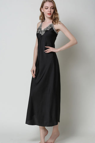 Shop Full Size Lace Trim V-Neck Spaghetti Strap Satin Night Dress Now On Klozey Store - Trnedy U.S. Premium Women Apparel & Accessories And Be Up-To-Fashion!