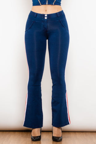 Shop Side Stripe Buttoned Bootcut Jeans Now On Klozey Store - U.S. Fashion And Be Up-To-Fashion!