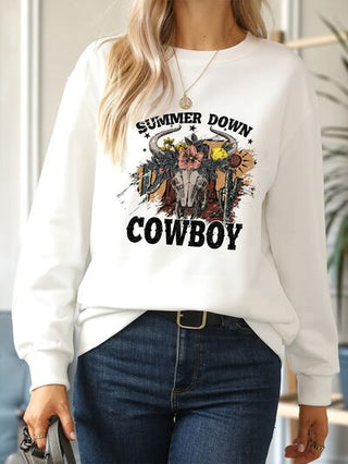 Shop SUMMER DOWN COWBOY Round Neck Sweatshirt Now On Klozey Store - Trendy U.S. Premium Women Apparel & Accessories And Be Up-To-Fashion!