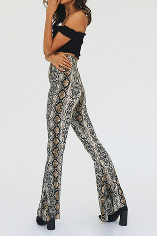 Shop Snakeskin Print Flare Pants Now On Klozey Store - Trnedy U.S. Premium Women Apparel & Accessories And Be Up-To-Fashion!
