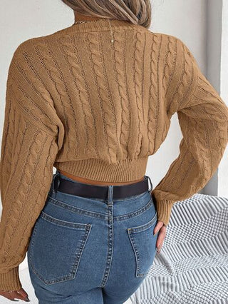 Shop Twisted Cable-Knit V-Neck Sweater Now On Klozey Store - Trendy U.S. Premium Women Apparel & Accessories And Be Up-To-Fashion!