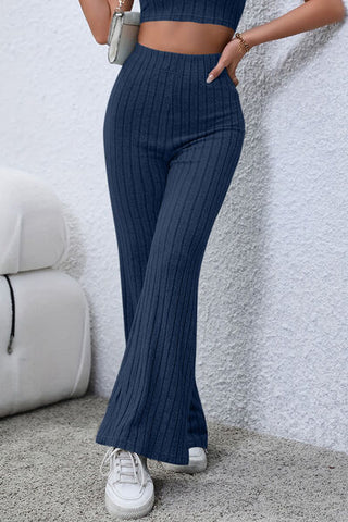Shop Basic Bae Full Size Ribbed High Waist Flare Pants Now On Klozey Store - Trendy U.S. Premium Women Apparel & Accessories And Be Up-To-Fashion!