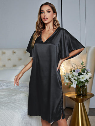 Shop V-Neck Flutter Sleeve Night Dress Now On Klozey Store - Trendy U.S. Premium Women Apparel & Accessories And Be Up-To-Fashion!