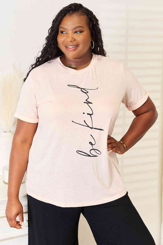 Shop Simply Love BE KIND Graphic Round Neck T-Shirt Now On Klozey Store - Trendy U.S. Premium Women Apparel & Accessories And Be Up-To-Fashion!