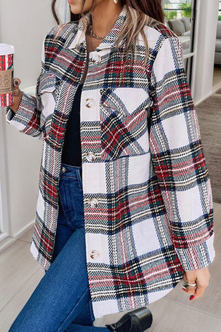 Shop Plaid Pocketed Button Up Jacket Now On Klozey Store - Trendy U.S. Premium Women Apparel & Accessories And Be Up-To-Fashion!