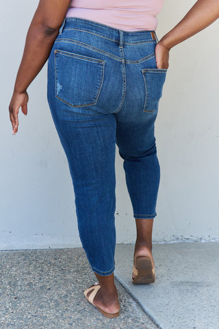 Shop Judy Blue Aila Short Full Size Mid Rise Cropped Relax Fit Jeans Now On Klozey Store - U.S. Fashion And Be Up-To-Fashion!