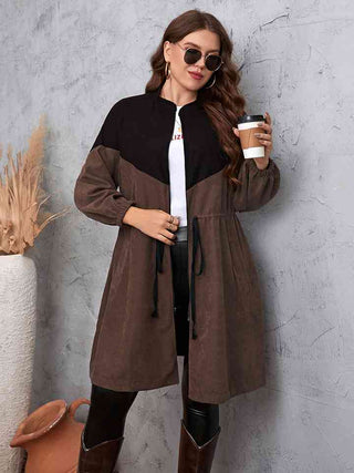 Shop Two-Tone Dropped Shoulder Trench Coat Now On Klozey Store - Trendy U.S. Premium Women Apparel & Accessories And Be Up-To-Fashion!