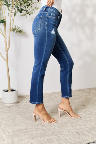Shop BAYEAS Distressed Cropped Jeans Now On Klozey Store - Trendy U.S. Premium Women Apparel & Accessories And Be Up-To-Fashion!