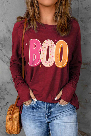 Shop BOO Graphic Thumbhole Sleeve T-Shirt Now On Klozey Store - Trendy U.S. Premium Women Apparel & Accessories And Be Up-To-Fashion!