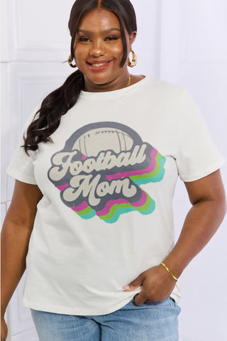 Shop Simply Love Full Size FOOTBALL MOM Graphic Cotton Tee Now On Klozey Store - Trendy U.S. Premium Women Apparel & Accessories And Be Up-To-Fashion!