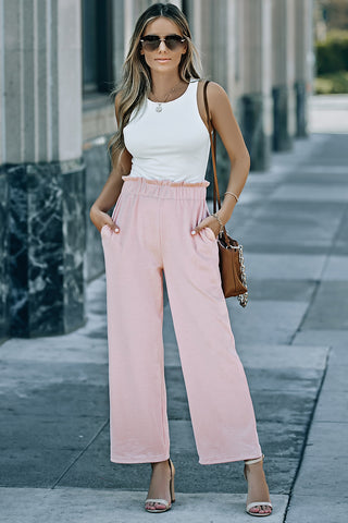 Shop Paperbag Wide Leg Pants with Pockets Now On Klozey Store - U.S. Fashion And Be Up-To-Fashion!