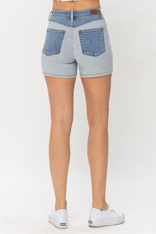 Shop Judy Blue Full Size Color Block Denim Shorts Now On Klozey Store - Trendy U.S. Premium Women Apparel & Accessories And Be Up-To-Fashion!