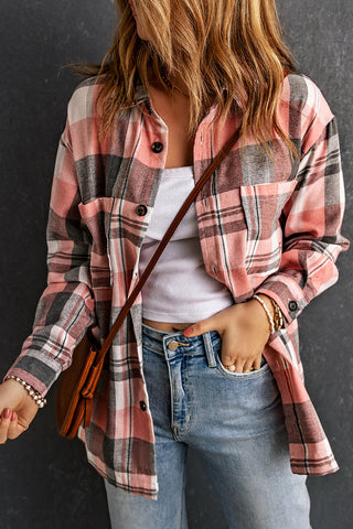 Shop Double Take Plaid Dropped Shoulder Longline Shirt Now On Klozey Store - Trendy U.S. Premium Women Apparel & Accessories And Be Up-To-Fashion!