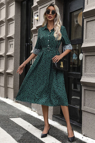 Shop Polka Dot Tied Button Up Dress Now On Klozey Store - Trendy U.S. Premium Women Apparel & Accessories And Be Up-To-Fashion!