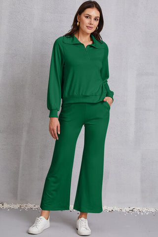 Shop Half Zip Collared Neck Sweatshirt and Pants Set Now On Klozey Store - Trendy U.S. Premium Women Apparel & Accessories And Be Up-To-Fashion!