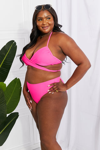 Shop Marina West Swim Summer Splash Halter Bikini Set in Pink Now On Klozey Store - Trendy U.S. Premium Women Apparel & Accessories And Be Up-To-Fashion!