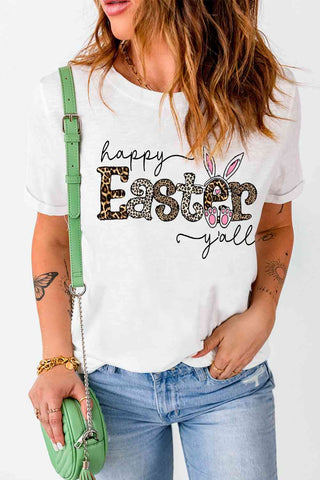 Shop HAPPY EASTER Y'ALL Graphic Round Neck Tee Now On Klozey Store - Trendy U.S. Premium Women Apparel & Accessories And Be Up-To-Fashion!