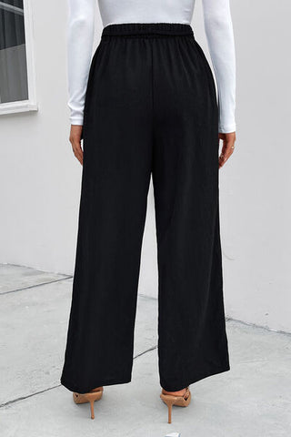 Shop High Waist Ruched Tie Front Wide Leg Pants Now On Klozey Store - Trendy U.S. Premium Women Apparel & Accessories And Be Up-To-Fashion!
