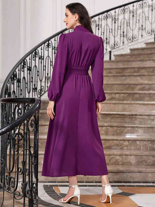 Shop Tie-Neck Balloon Sleeve Dress Now On Klozey Store - U.S. Fashion And Be Up-To-Fashion!