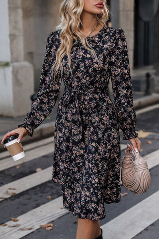 Shop Printed Round Neck Flounce Sleeve Dress Now On Klozey Store - Trendy U.S. Premium Women Apparel & Accessories And Be Up-To-Fashion!