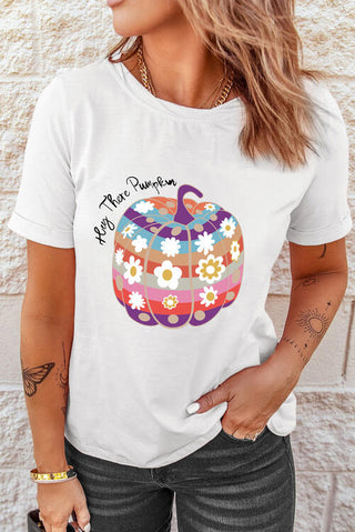 Shop Pumpkin Graphic Short Sleeve T-Shirt Now On Klozey Store - Trendy U.S. Premium Women Apparel & Accessories And Be Up-To-Fashion!