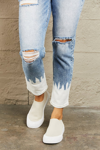 Shop BAYEAS High Waisted Distressed Painted Cropped Skinny Jeans Now On Klozey Store - Trendy U.S. Premium Women Apparel & Accessories And Be Up-To-Fashion!