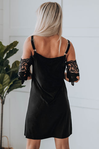 Shop Spliced Lace Cold-Shoulder Mini Dress Now On Klozey Store - Trendy U.S. Premium Women Apparel & Accessories And Be Up-To-Fashion!