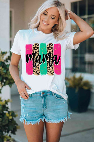 Shop MAMA Graphic Round Neck T-Shirt Now On Klozey Store - Trendy U.S. Premium Women Apparel & Accessories And Be Up-To-Fashion!