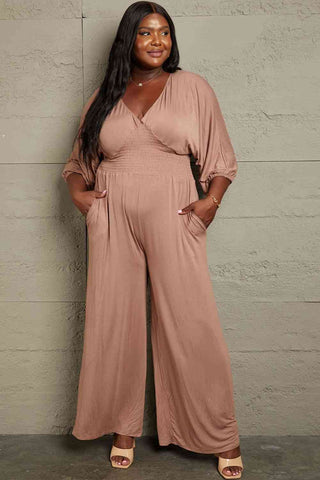 Shop Culture Code Full Size Smocking Waist Jumpsuit Now On Klozey Store - Trendy U.S. Premium Women Apparel & Accessories And Be Up-To-Fashion!
