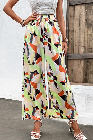 Shop Printed Smocked Waist Wide Leg Pants Now On Klozey Store - Trnedy U.S. Premium Women Apparel & Accessories And Be Up-To-Fashion!