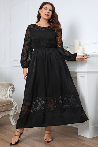 Shop Plus Size Embroidery Round Neck Long Sleeve Maxi Dress Now On Klozey Store - Trendy U.S. Premium Women Apparel & Accessories And Be Up-To-Fashion!