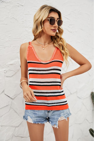 Shop Striped Ribbed Trim Knit Tank Now On Klozey Store - Trendy U.S. Premium Women Apparel & Accessories And Be Up-To-Fashion!