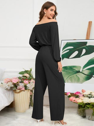 Shop Off-Shoulder Straight Leg Jumpsuit Now On Klozey Store - Trendy U.S. Premium Women Apparel & Accessories And Be Up-To-Fashion!