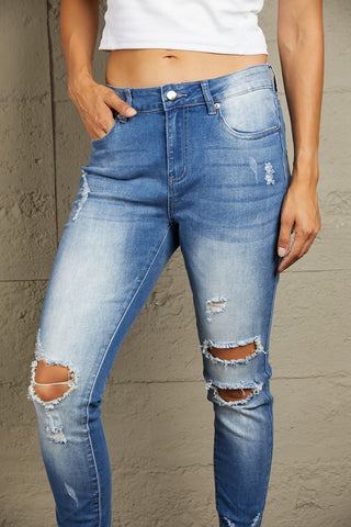 Shop Baeful Faded Mid High Rise Jeans Now On Klozey Store - Trendy U.S. Premium Women Apparel & Accessories And Be Up-To-Fashion!
