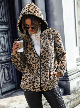 Shop Leopard Zip-Up Hooded Jacket Now On Klozey Store - Trendy U.S. Premium Women Apparel & Accessories And Be Up-To-Fashion!