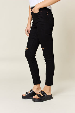 Shop Judy Blue Full Size Distressed Tummy Control High Waist Skinny Jeans Now On Klozey Store - Trendy U.S. Premium Women Apparel & Accessories And Be Up-To-Fashion!