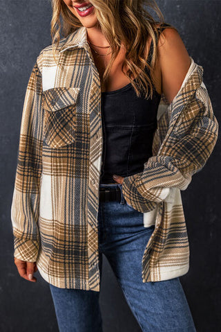 Shop Plaid Pocketed Dropped Shoulder Coat Now On Klozey Store - Trendy U.S. Premium Women Apparel & Accessories And Be Up-To-Fashion!