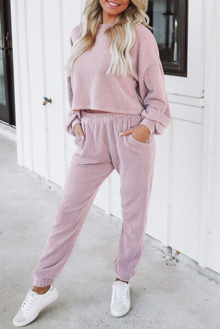 Shop Round Neck Lantern Sleeve Top and Pocketed Pants Set Now On Klozey Store - Trendy U.S. Premium Women Apparel & Accessories And Be Up-To-Fashion!