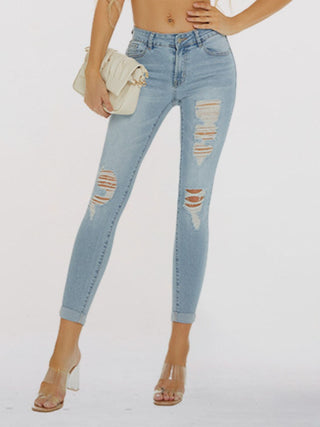Shop Distressed Skinny Cropped Jeans Now On Klozey Store - Trendy U.S. Premium Women Apparel & Accessories And Be Up-To-Fashion!