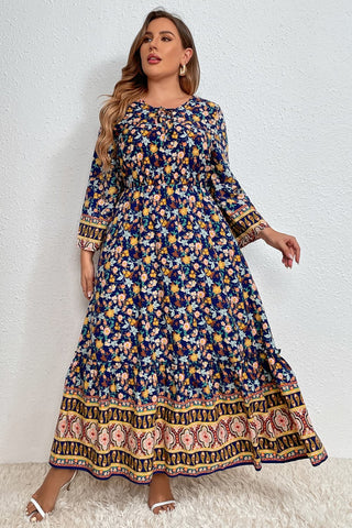 Shop Plus Size Bohemian Round Neck Maxi Dress Now On Klozey Store - Trendy U.S. Premium Women Apparel & Accessories And Be Up-To-Fashion!